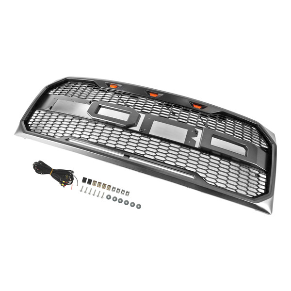 2009-2014 Ford F150 Raptor Style Front Bumper Grille Grill With LED