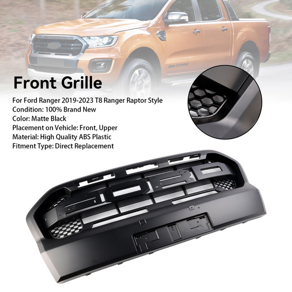 2019-2023 Ford Ranger T8 Ranger Raptor Style Front Bumper Grille With Letters Matte Black Generic