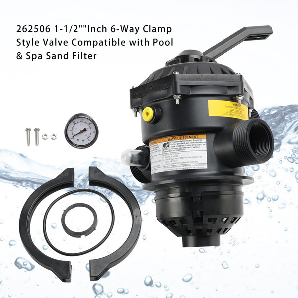 1-1/2"Inch 6-Way Clamp Style Valve Compatible with Pool & Spa Sand Filter 262506 Generic