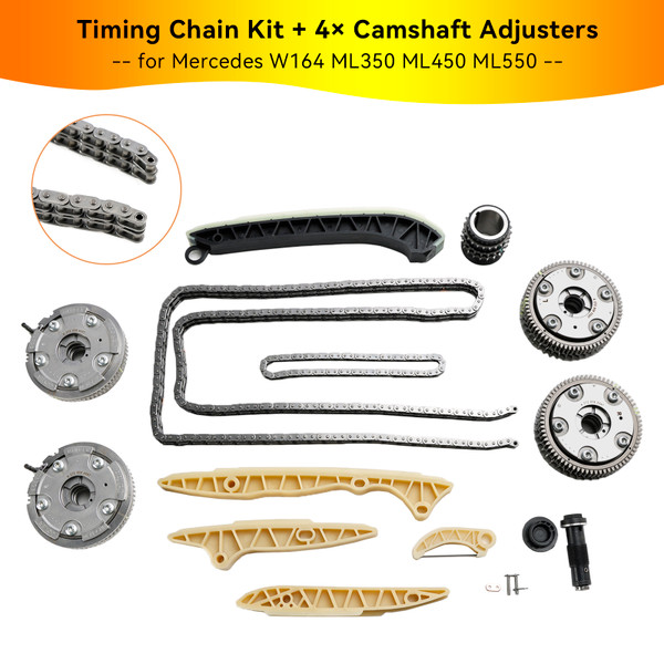 Mercedes W164 ML350 ML450 ML550 Timing Chain Kit + 4PCS Camshaft Adjusters 2720505247 2720501547 Generic Mercedes W164 ML350 ML450 ML550 Timing Chain Kit + 4PCS Camshaft Adjusters 2720505247 2720501547 Generic