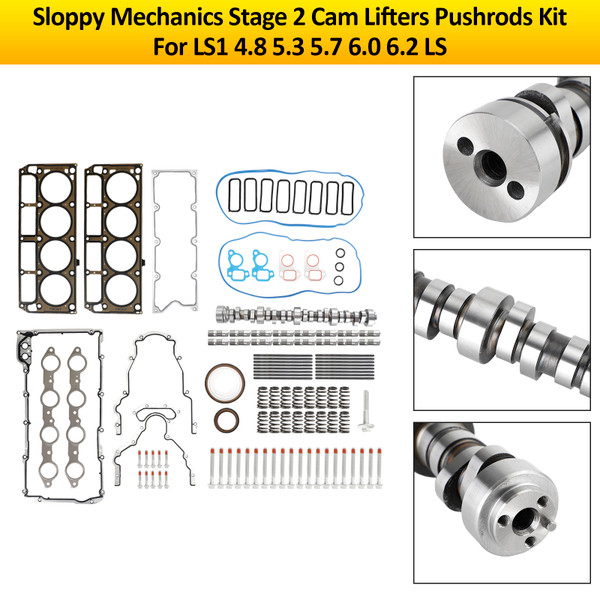 Sloppy Mechanics Stage 2 Cam Lifters Pushrods Kit For LS1 4.8 5.3 5.7 6.0 6.2 LS Sloppy Mechanics Stage 2 Cam Lifters Pushrods Kit For LS1 4.8 5.3 5.7 6.0 6.2 LS