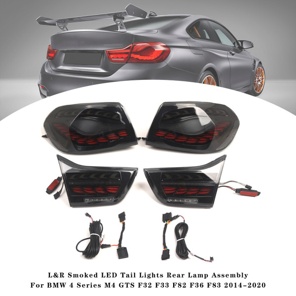 2014-2020 BMW 4 Series M4 GTS F32 F33 F82 F36 F83 L&R Smoked LED Tail Lights Rear Lamp Assembly Generic