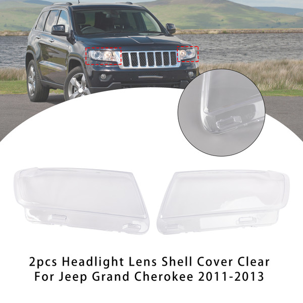2011-2013  Jeep Grand Cherokee 2pcs Headlight Lens Shell Cover Clear Generic 2011-2013  Jeep Grand Cherokee 2pcs Headlight Lens Shell Cover Clear Generic