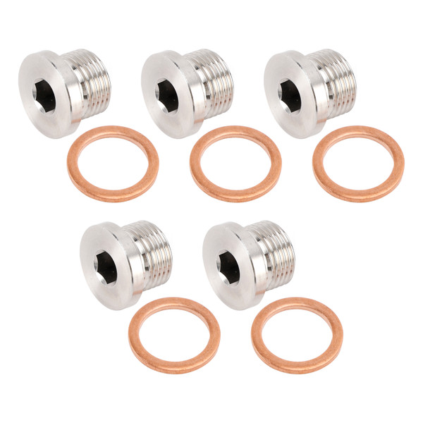 5 Pack 304 Stainless Steel M18 x 1.5mm Inner Hex Head Sensor blanking Plug Cap