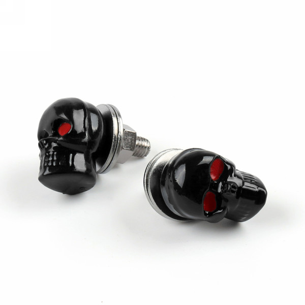 2PCs Skull License Plate Windshield Windscreen Bolts Screw,Black 2PCs Skull License Plate Windshield Windscreen Bolts Screw,Black