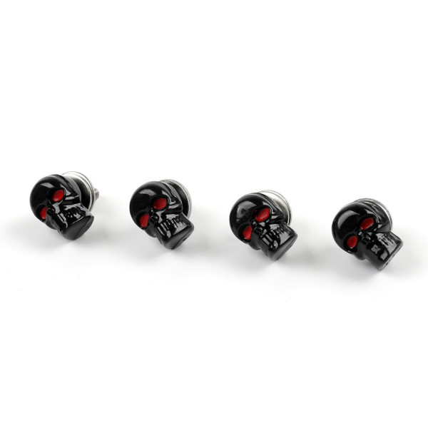 4PCs Skull License Plate Windshield Windscreen Bolts Screw, Black 4PCs Skull License Plate Windshield Windscreen Bolts Screw, Black