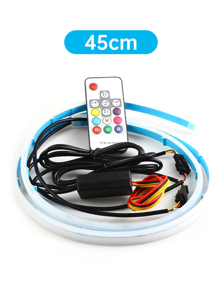 Ultra Thin Car LED Headlight Daytime Running Iridescent Light Eyebrow Strip With Remote control 45cm