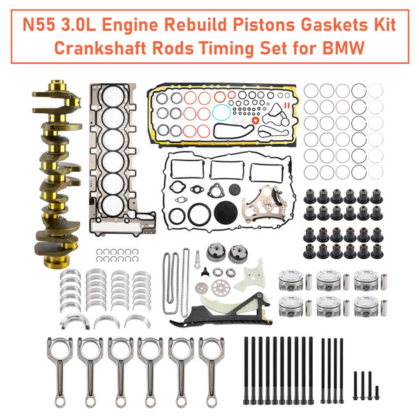 2009-2019 BMW 3.0L Engine Rebuild Pistons Gaskets Kit Crankshaft Rods Timing N55 Generic