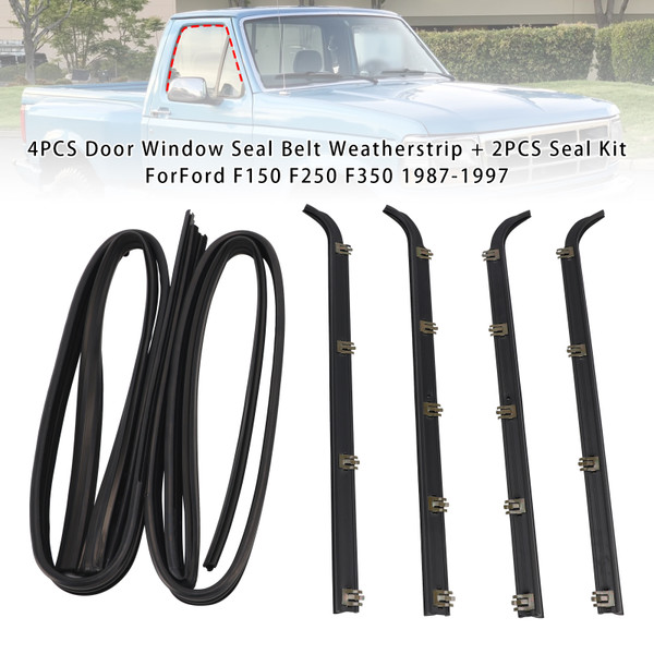 1997 Ford F150 Truck with Old Body Style Front 4PCS Door Window Seal Belt Weatherstrip + 2PCS Seal Kit Generic 1997 Ford F150 Truck with Old Body Style Front 4PCS Door Window Seal Belt Weatherstrip + 2PCS Seal Kit Generic