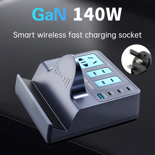 140W Smart Wireless Fast Charging Socket High Power PD100W Notebook QC Charging UK Plug