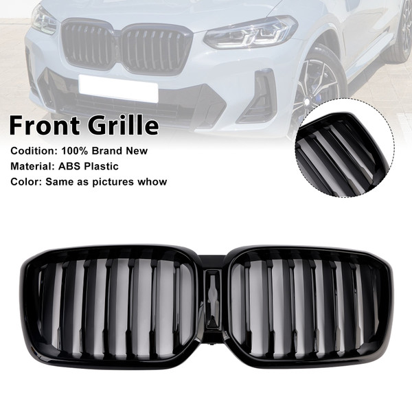 2022-2025 BMW X3 G01 X4 G02 With Camera Hole Front Bumper Kidney Grille Gloss Black Generic