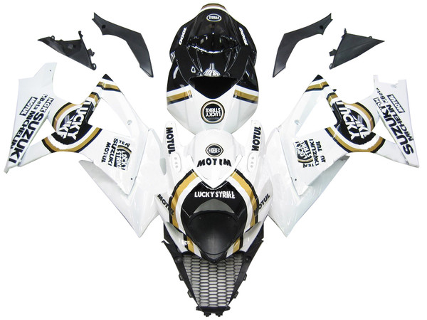 Fairings Suzuki GSXR 1000 White Black Gold Lucky Strike Racing  (2007-2008) Fairings Suzuki GSXR 1000 White Black Gold Lucky Strike Racing  (2007-2008)
