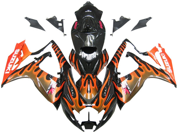 Fairings Suzuki GSXR 600 750 Black & Orange Gold Flame Racing  (2006-2007) Fairings Suzuki GSXR 600 750 Black & Orange Gold Flame Racing  (2006-2007)