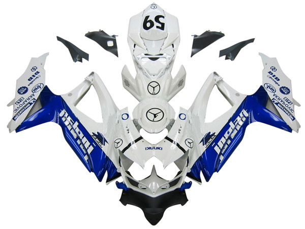 Fairings Suzuki GSXR 600 750 White Blue Jordan Racing  (2008-2009-2010) Fairings Suzuki GSXR 600 750 White Blue Jordan Racing  (2008-2009-2010)