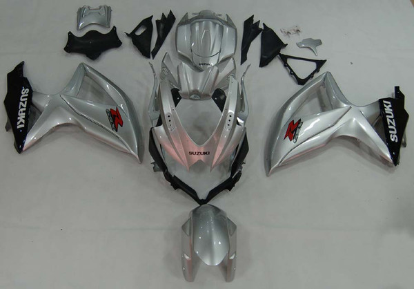Fairings Suzuki GSXR 600 750 Silver Black GSXR Racing  (2008-2009-2010) Fairings Suzuki GSXR 600 750 Silver Black GSXR Racing  (2008-2009-2010)