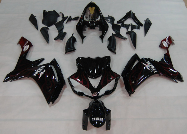 Fairings Yamaha YZF-R1 Black & Red Flame  R1 Racing (2007-2008) Fairings Yamaha YZF-R1 Black & Red Flame  R1 Racing (2007-2008)