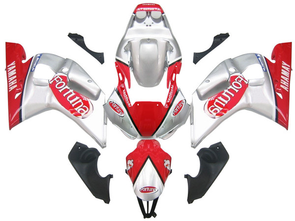 Fairings Yamaha YZF-R6 Silver Red Fortuna R6 Racing (1998-2002)