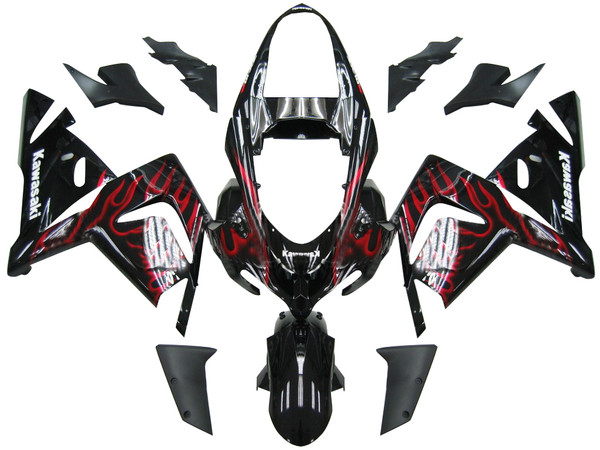 Fairings Kawasaki ZX 10R Black & Red Flame Ninja Racing (2004-2005) Fairings Kawasaki ZX 10R Black & Red Flame Ninja Racing (2004-2005)