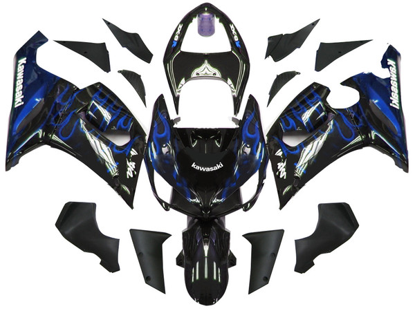 Fairings Kawasaki ZX6R 636 Black & Blue Flame Ninja Racing  (2005-2006) Fairings Kawasaki ZX6R 636 Black & Blue Flame Ninja Racing  (2005-2006)