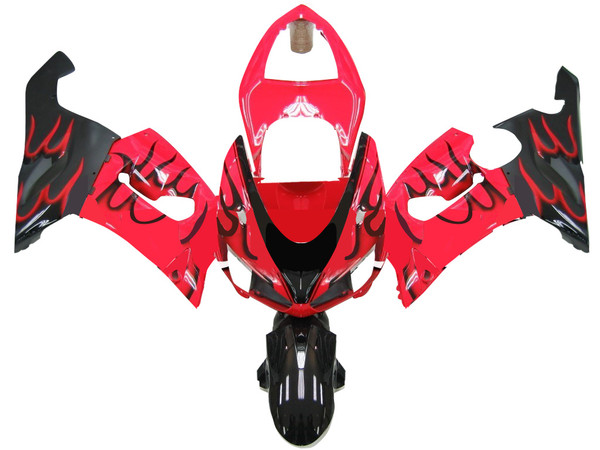 Fairings Kawasaki ZX6R 636 Red & Black Flame Ninja Racing  (2005-2006) Fairings Kawasaki ZX6R 636 Red & Black Flame Ninja Racing  (2005-2006)
