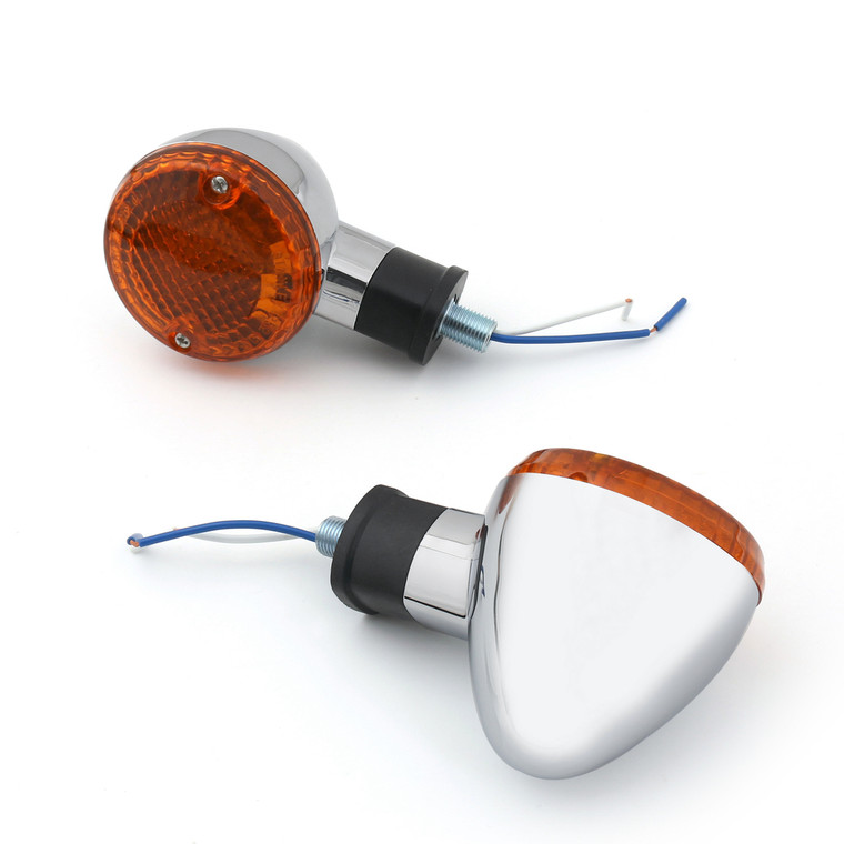 Turn Signal Bullet Lights Motor Universal For Kawasaki Vulcan 800 Yamaha Road Star, ChromeA