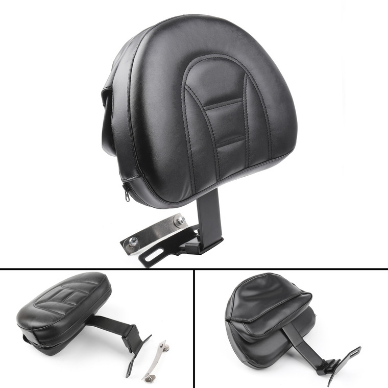 Adjustable Driver Rider Backrest Pad For Harley Fatboy Heritage Softail (07-19) Black