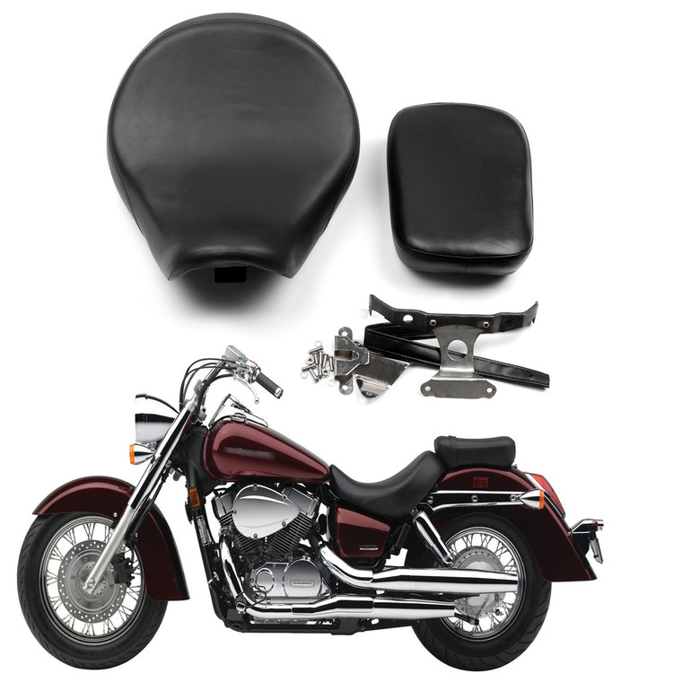 Synthetic Leather Front Rear Cushion Seat Fit Honda Shadow Aero VT400  VT750C(04-13) Black