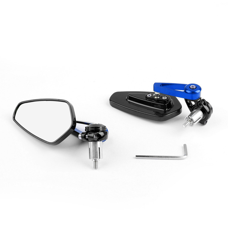 7/8" Aluminum Rear View Side Mirror Handle Bar End Universal Motorcycle, Blue