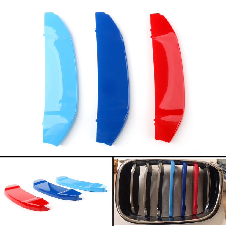 3x M Color Kidney Grille Bar Cover Decal Stripe Clips Cover For BMW X3 G01 18