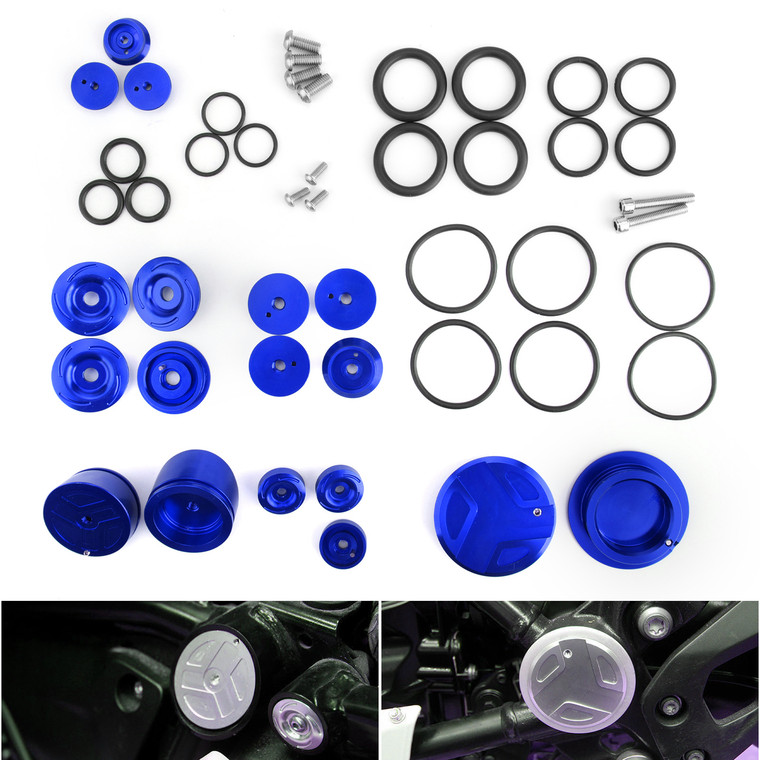 Upper Frame Plugs Caps Covers Set Aluminum For BMW R1200GS ADV LC 13-19 blue