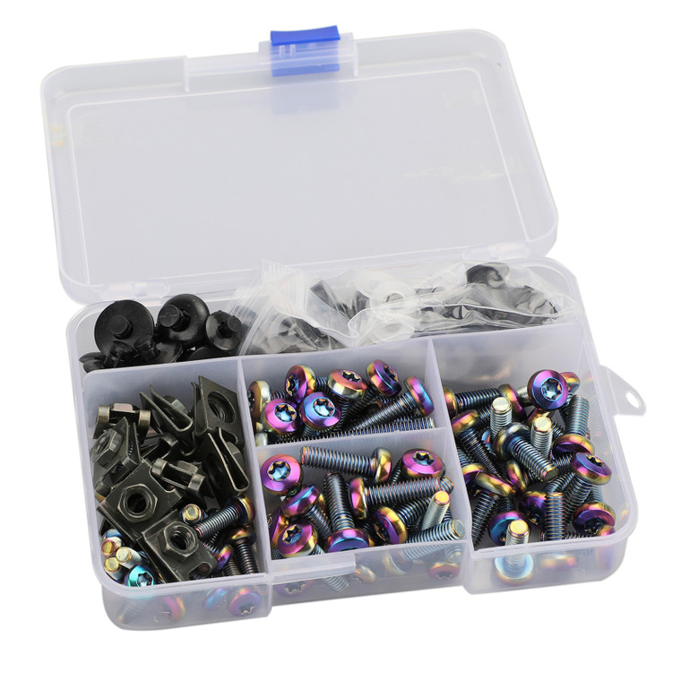 173pcs Burnt Titanium Fastener Clip Screw Kit Windscreen Fairing Bolt Universal