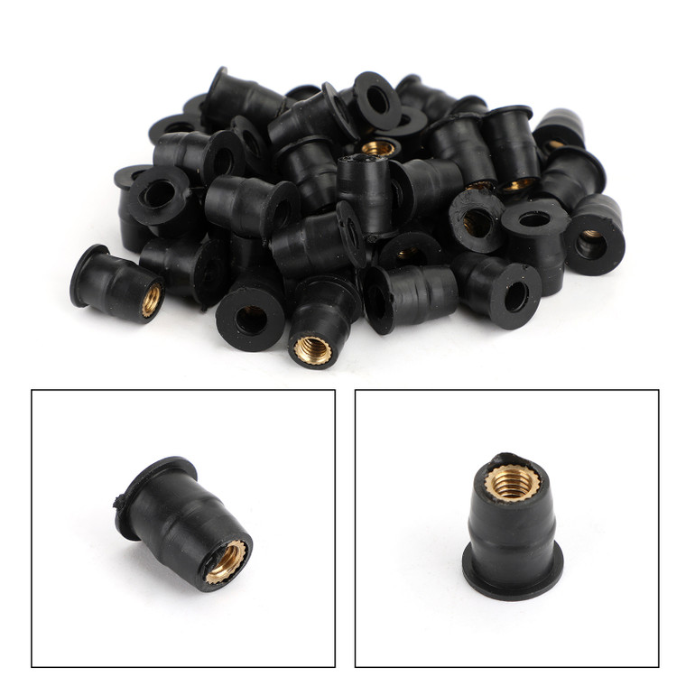 50 Quantity - M5 Rubber Well Nut Windscreen & Fairing 10mm 3/8 Wellnuts