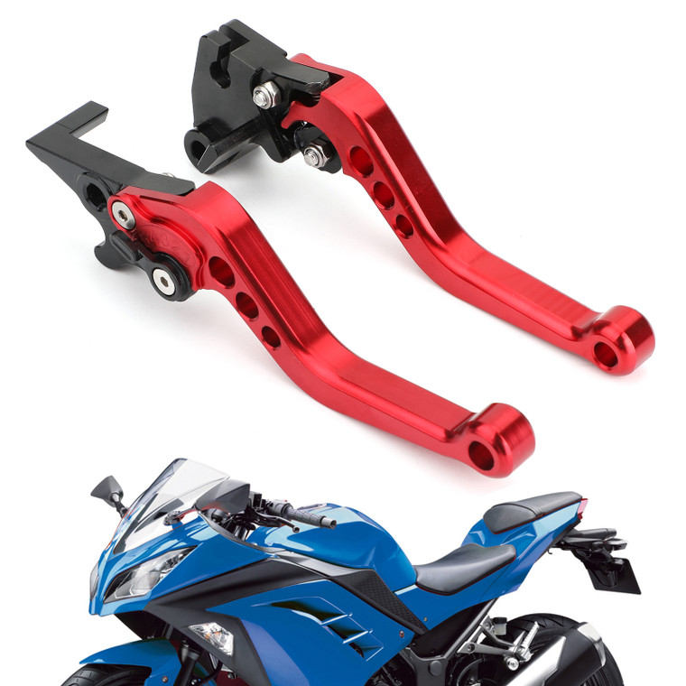 Left & Right Brake Clutch Levers For Kawasaki Ninja 250 300 Red