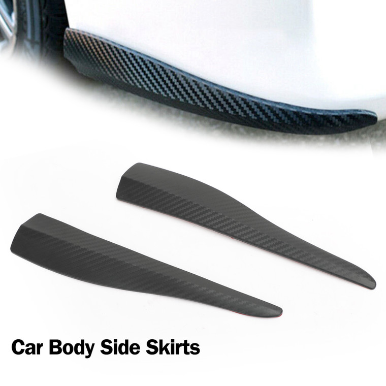 36cm 2pcs Rubber Front Rear Bumper Lip Anti-collision Strip Carbon Fiber