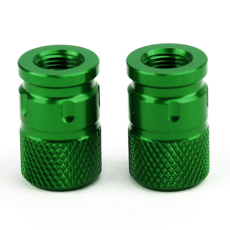 Pair CNC Anti-Thief Tire Valve Stem Caps GRN