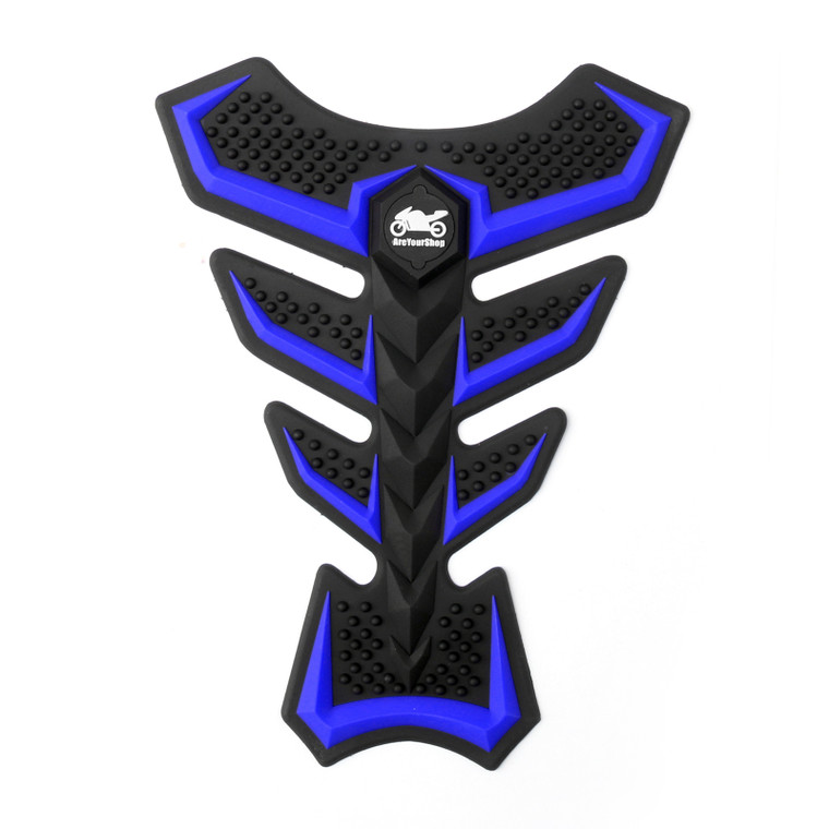 Motorbike Rubber Tank Pad Protector Motorcycle Scratch Pad Universal Spine Sticker B5 BLUE