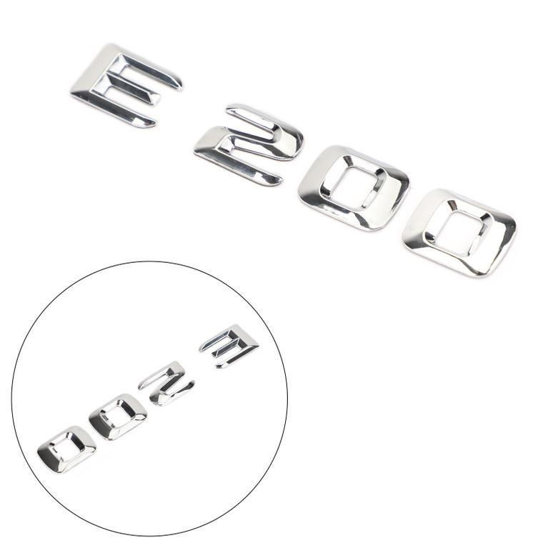 Rear Trunk Emblem Badge Nameplate Decal Letters Numbers Fit Mercedes E200 Chrome