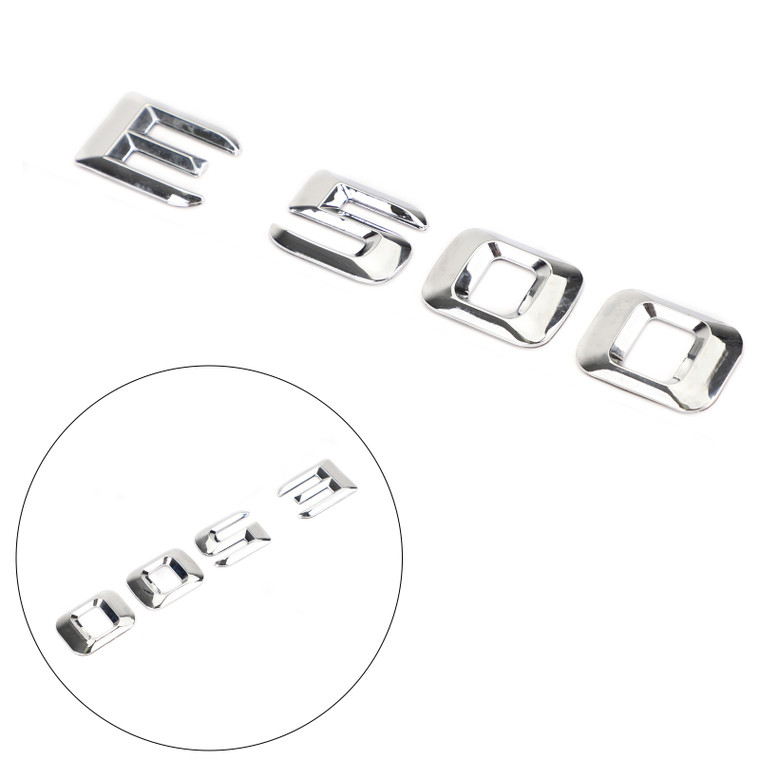 Rear Trunk Emblem Badge Nameplate Decal Letters Numbers Fit Mercedes E500 Chrome