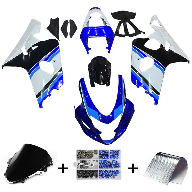 2004-2005 Suzuki GSXR 600 750 Amotopart Fairings Blue White Black GSXR Racing