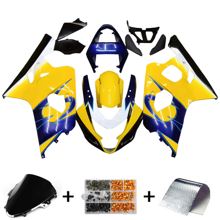 2004-2005 Suzuki GSXR 600 750 Amotopart Fairings Yellow Blue Corona GSXR Racing
