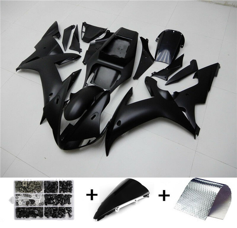 ABS Matte Black Injection Molded Fairing Kit Fit for Yamaha YZF R1 2002 2003