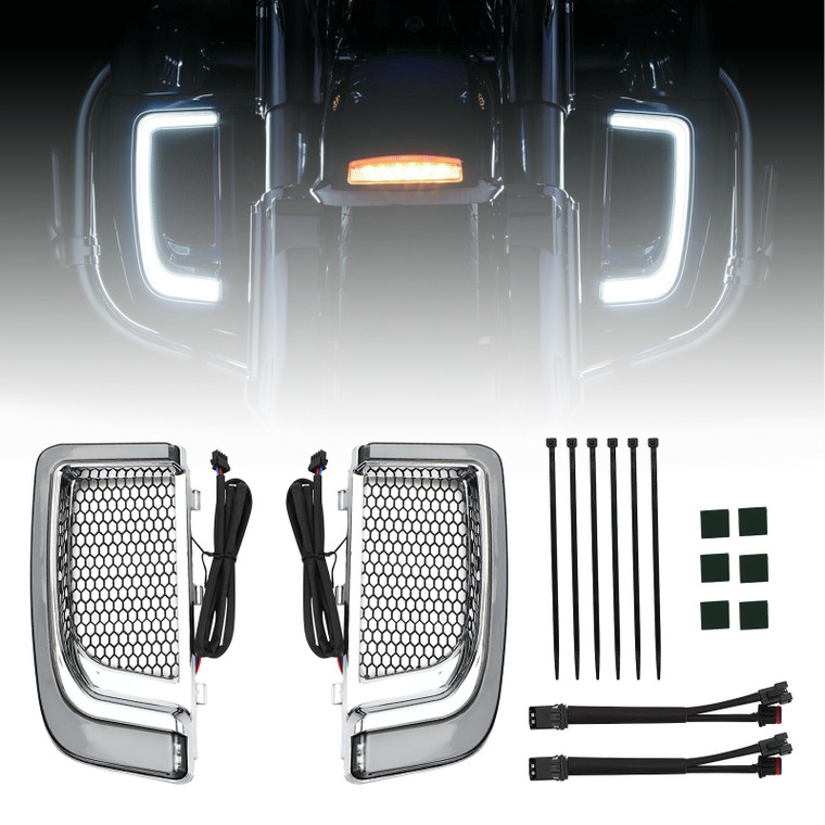 Tracer LED Lower Fairing Lower Grills Lights For Electra FLH/T Road Glide Silver