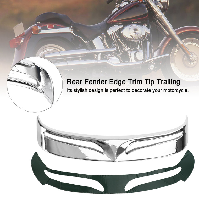 Chrome Rear Fender Edge Trim Tip Trailing Fit For Fat Boy FLSTF 1990-2017