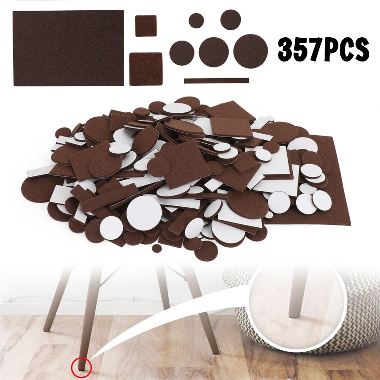 357 Piece Self-Stick Furniture Felt Pads for Hard Surfaces Brown