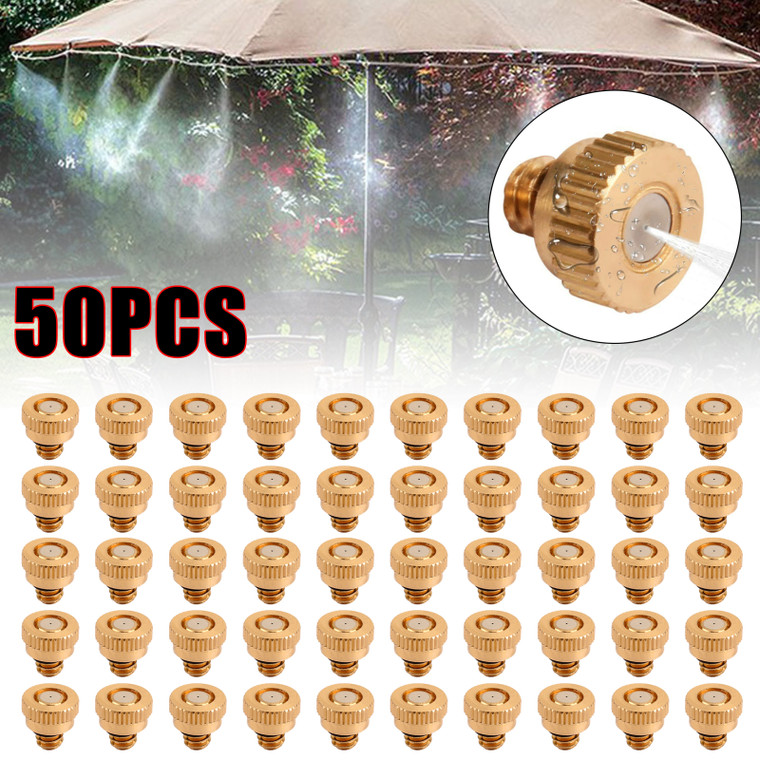50X Brass Misting Nozzles Water Mister Sprinkle For Cooling System 0.012" 10/24