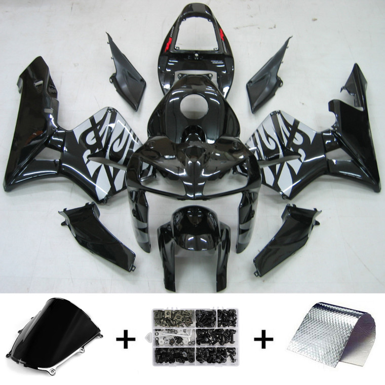 Injection Fairing Kit Bodywork ABS fit For Honda CBR600RR 2005-2006 Black #12