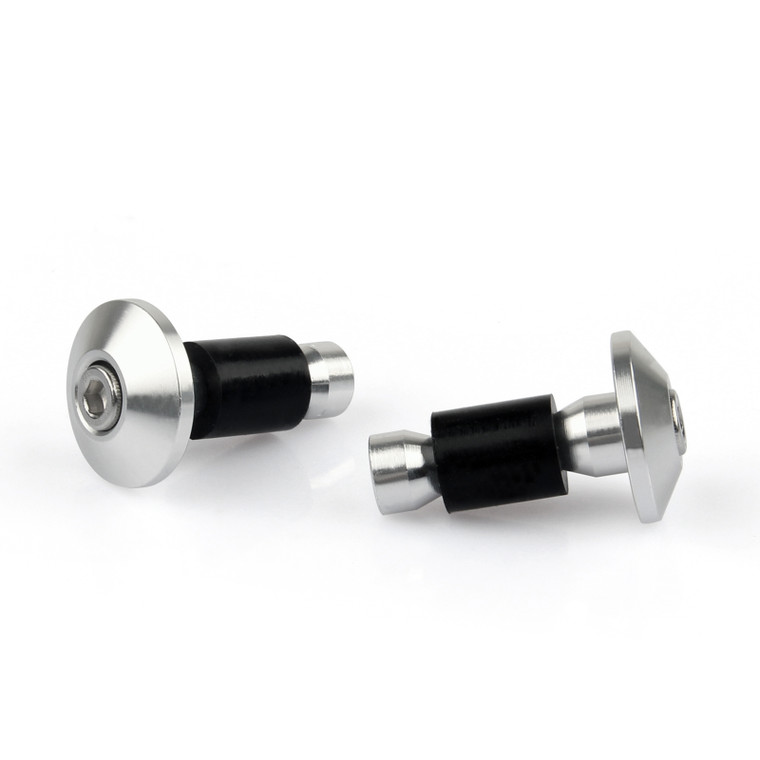 Universal Motorcycle Street Bike 7/8" Handlebar Grips Bar End Plugs Silver Generic