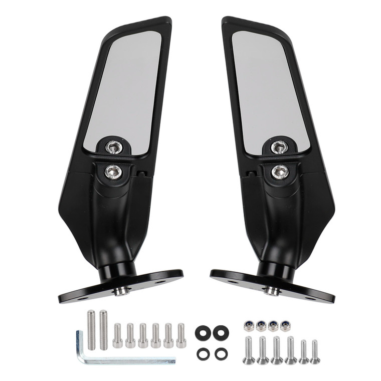 Wing Fin Spoiler Side Rearview Mirrors For Kawasaki ZX-6R Ninja ZX6R 650 01-21