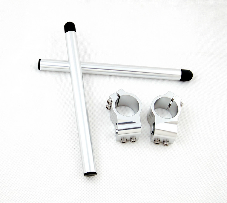 Clip-On 50MM Racer Handlebars Suzuki GSX1300R Hayabusa GSXR 600 750 1000 1100 TL 1000R 1000S, Silver