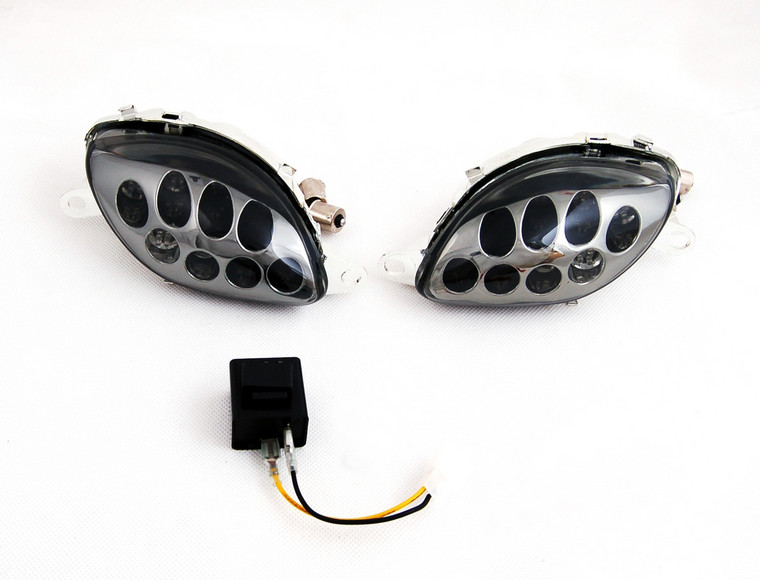 Front Indicators Flush Mount LED Turn Signals Suzuki Hayabusa GSX1300R (1999-2007), Smoke